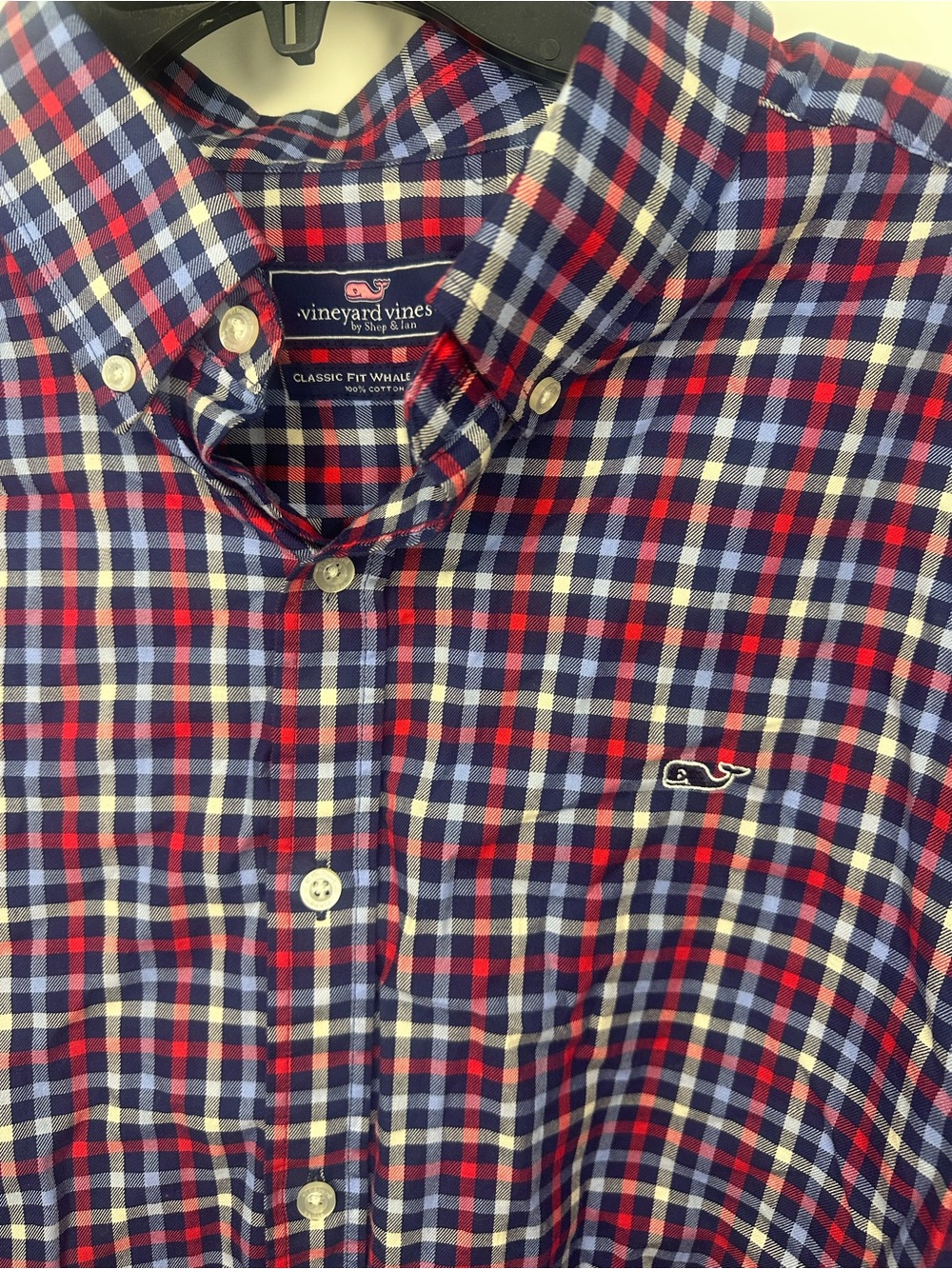 Vineyard Vines Men's Plaid Button-Down Classic Fit Whale Shirt Red/Navy Size XL - Picture 3 of 4